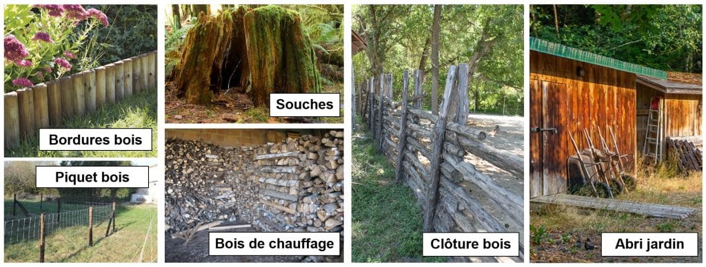 inspecter les termites sur bordures bois souches bois de chauffage cloture bois abri jardin