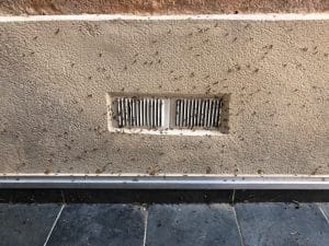 termites ailés qui sortent d'une bouche de ventilation