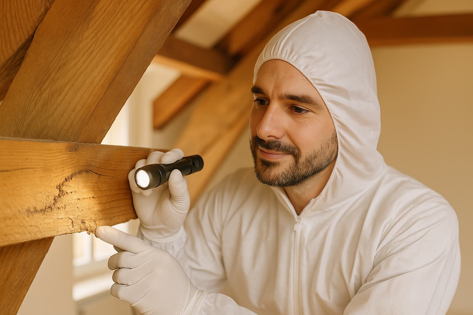 Inspection de charpente contre insectes xylophages termites et capricornes