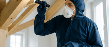 Expert société anti-termites inspectant charpente bois – certification CTB-A+