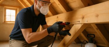 Traitement xylophage de la charpente par injection dans une maison française